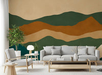 Abstract Earthy Mountain Range Layers Wall Mural