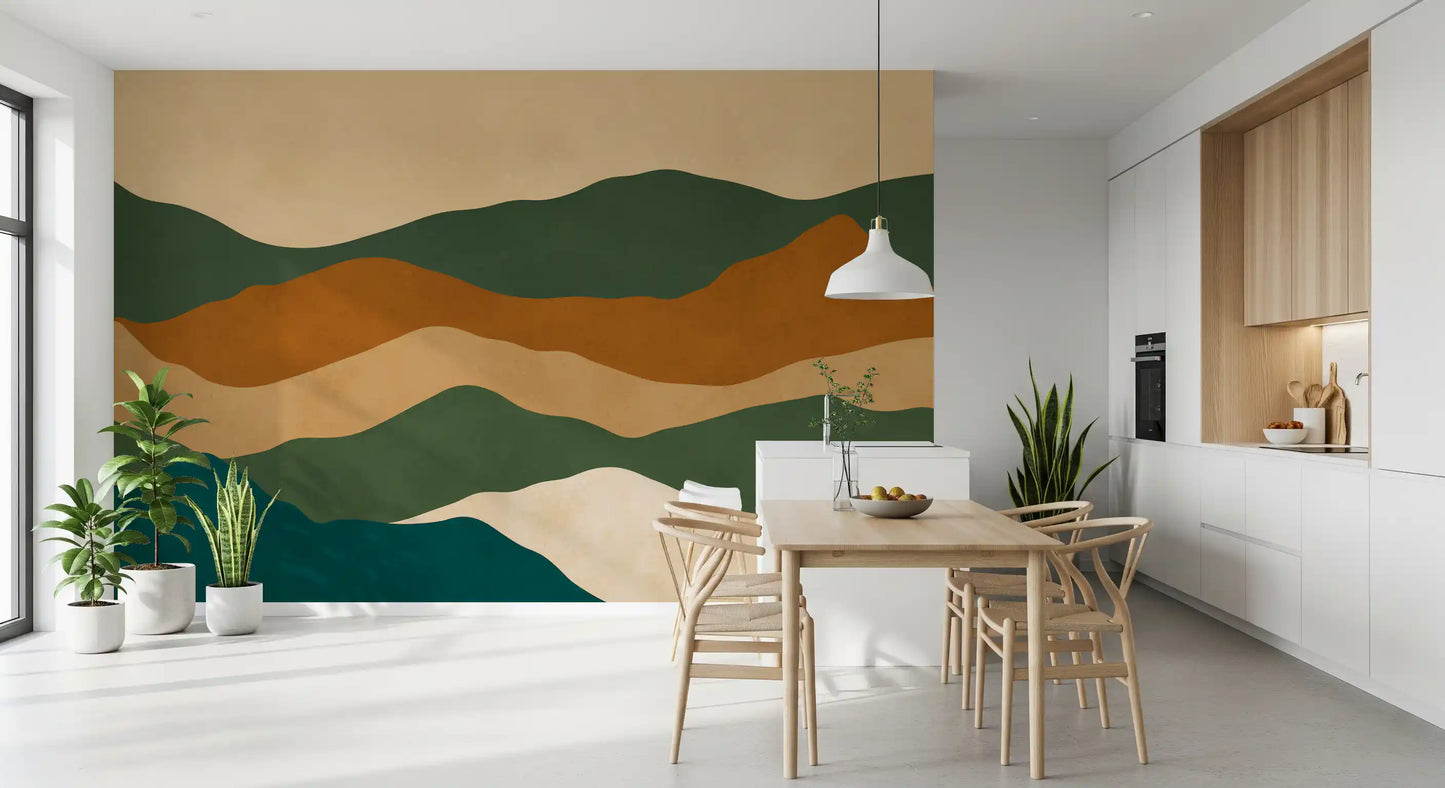 Abstract Earthy Mountain Range Layers Wall Mural