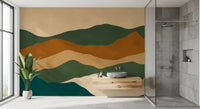 Abstract Earthy Mountain Range Layers Wall Mural