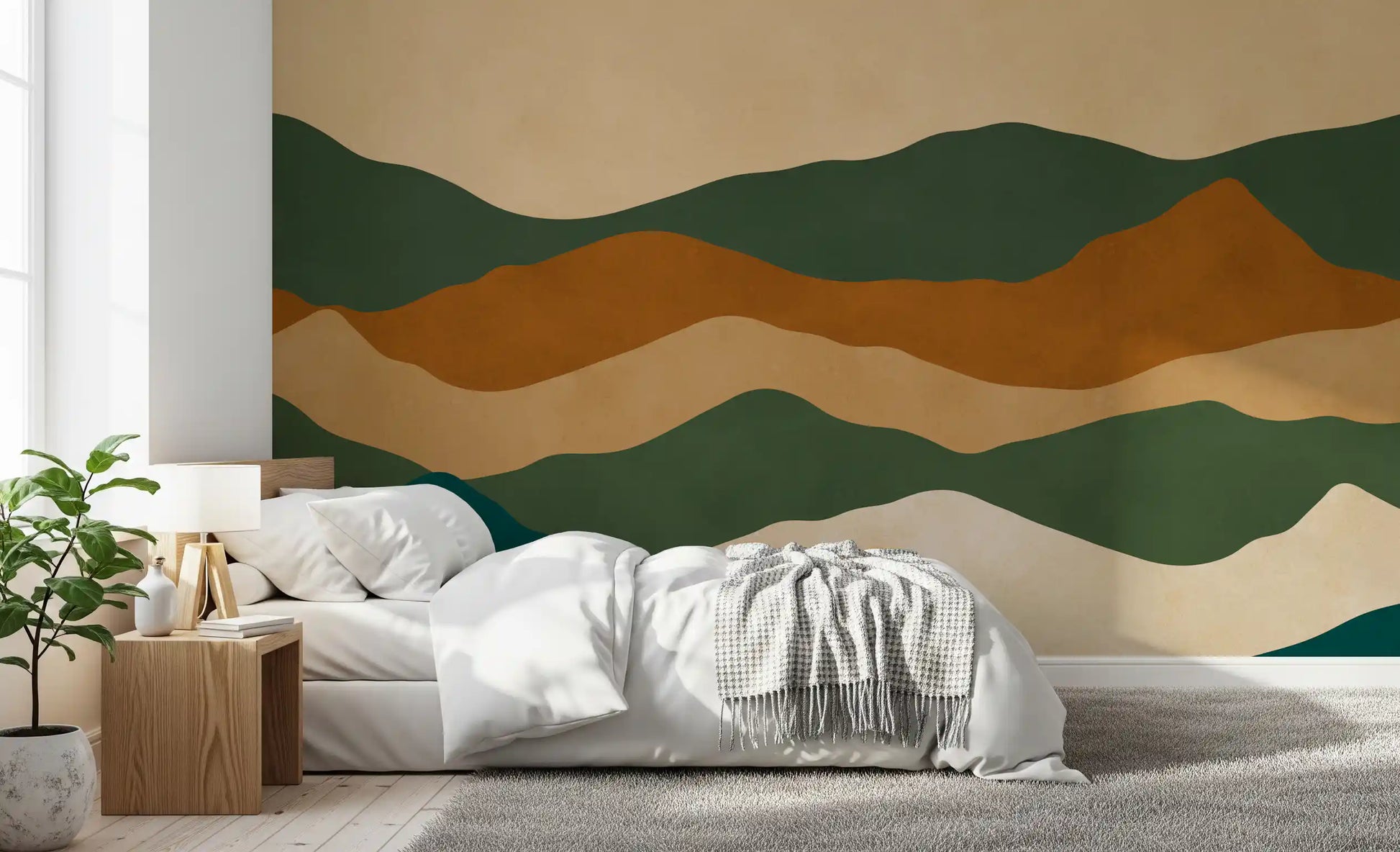 Abstract Earthy Mountain Range Layers Wall Mural