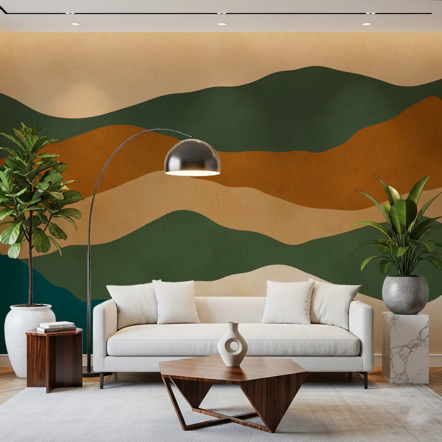 Abstract Earthy Mountain Range Layers Wall Mural