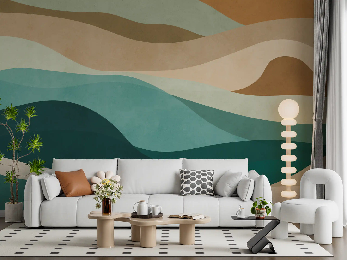 Abstract Earthy Wave Horizon Wall Mural