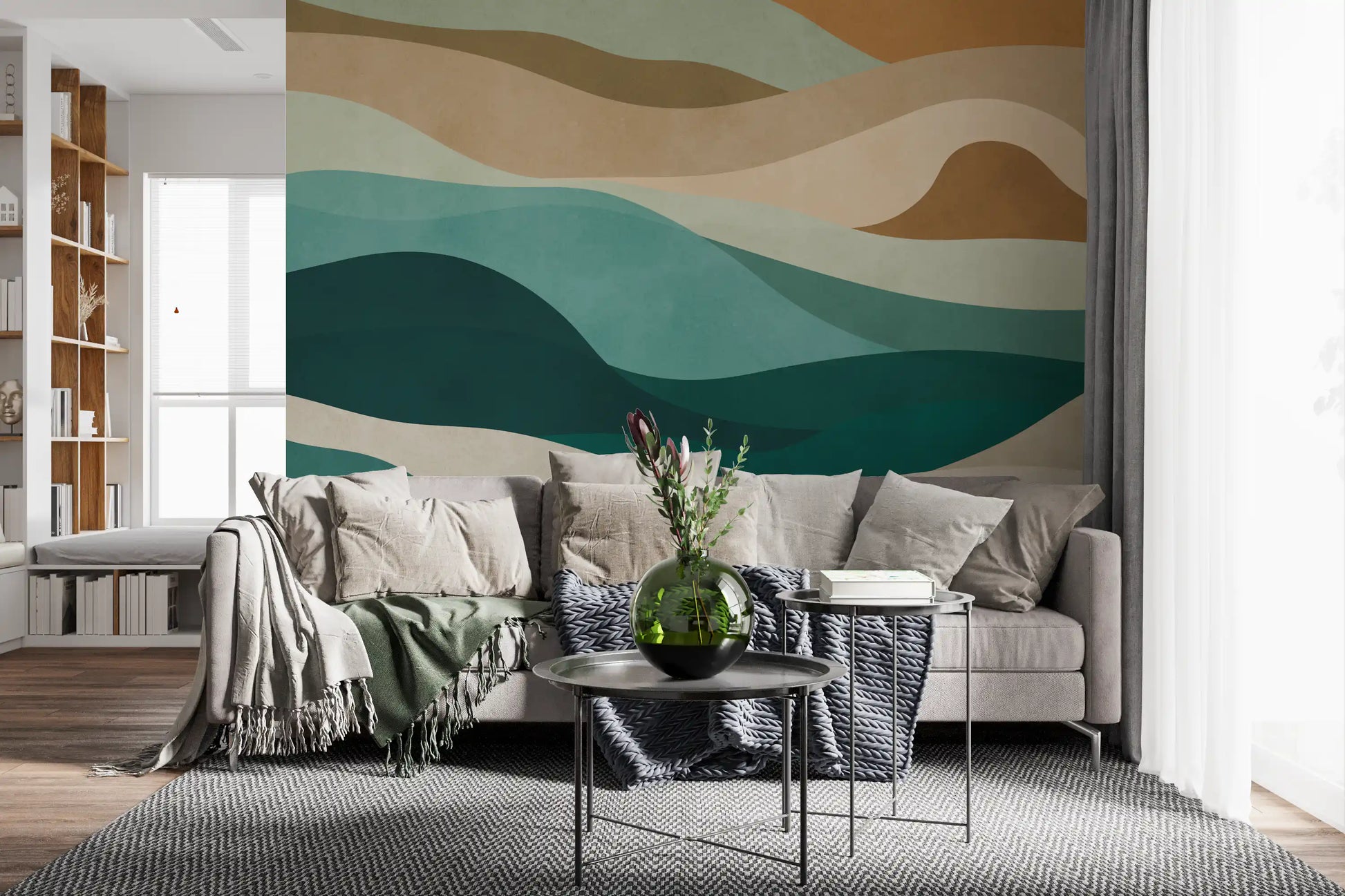 Abstract Earthy Wave Horizon Wall Mural