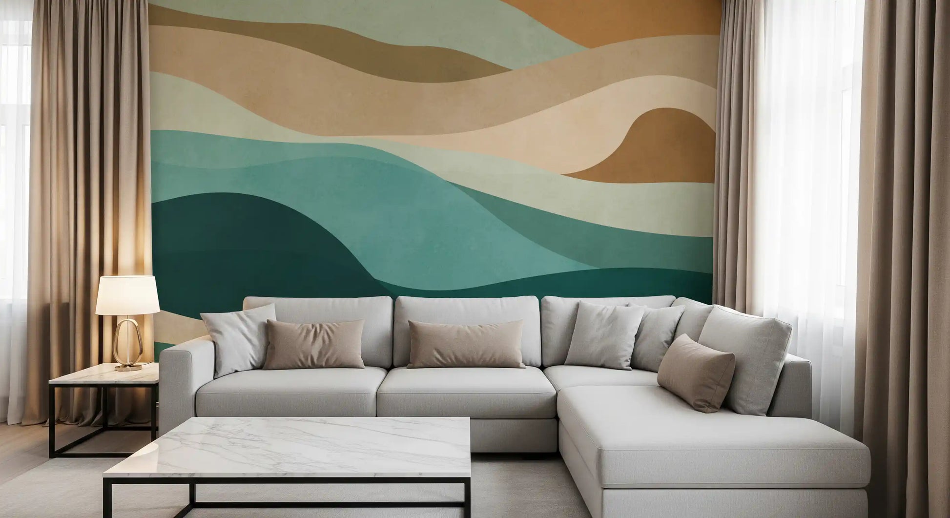 Abstract Earthy Wave Horizon Wall Mural