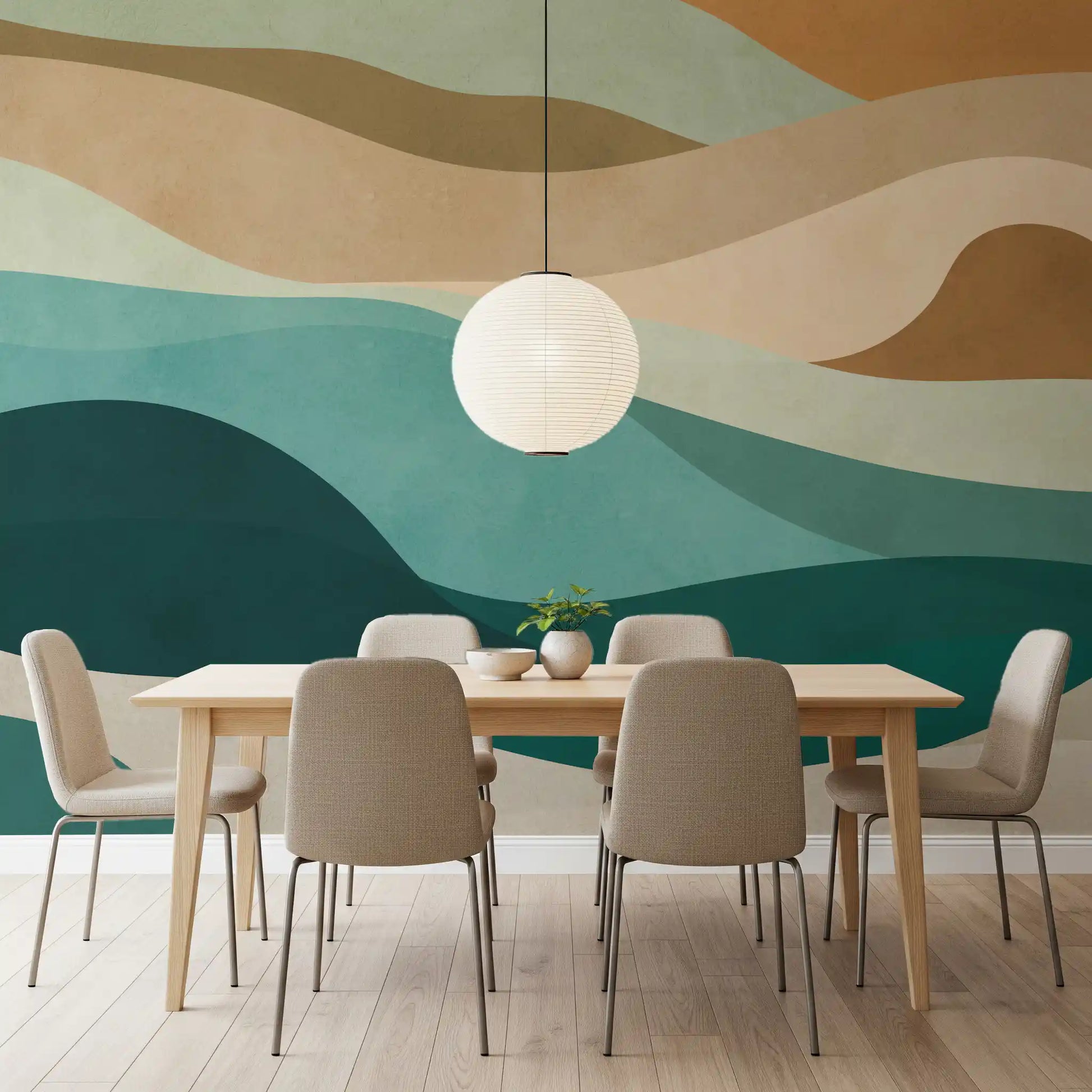 Abstract Earthy Wave Horizon Wall Mural