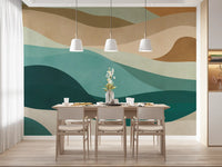 Abstract Earthy Wave Horizon Wall Mural