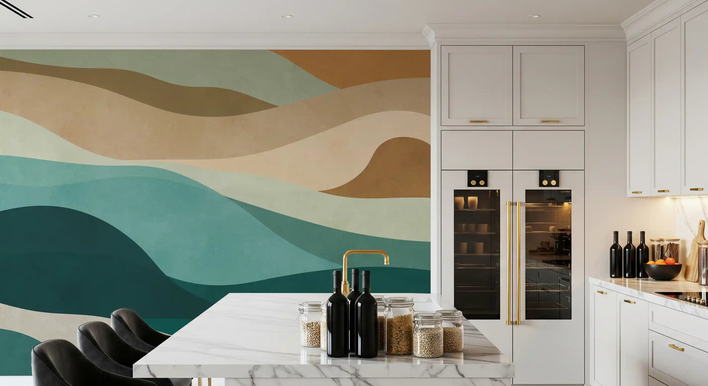 Abstract Earthy Wave Horizon Wall Mural