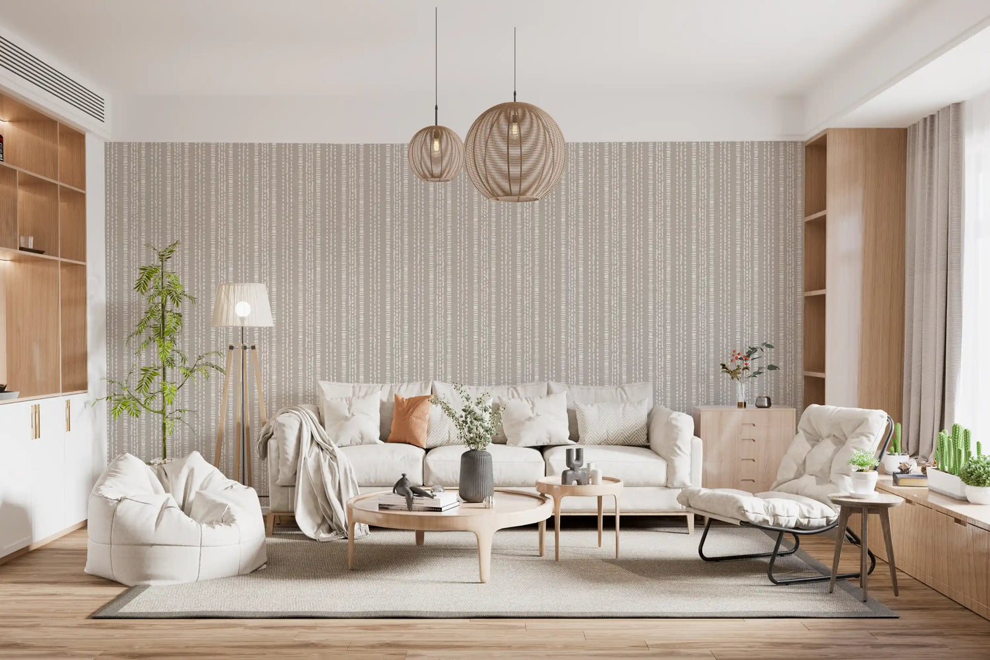 Earthy Vertical Dash Motif Wallpaper⁠