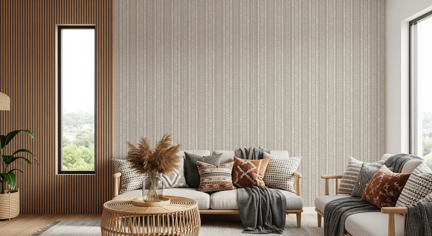 Earthy Vertical Dash Motif Wallpaper⁠
