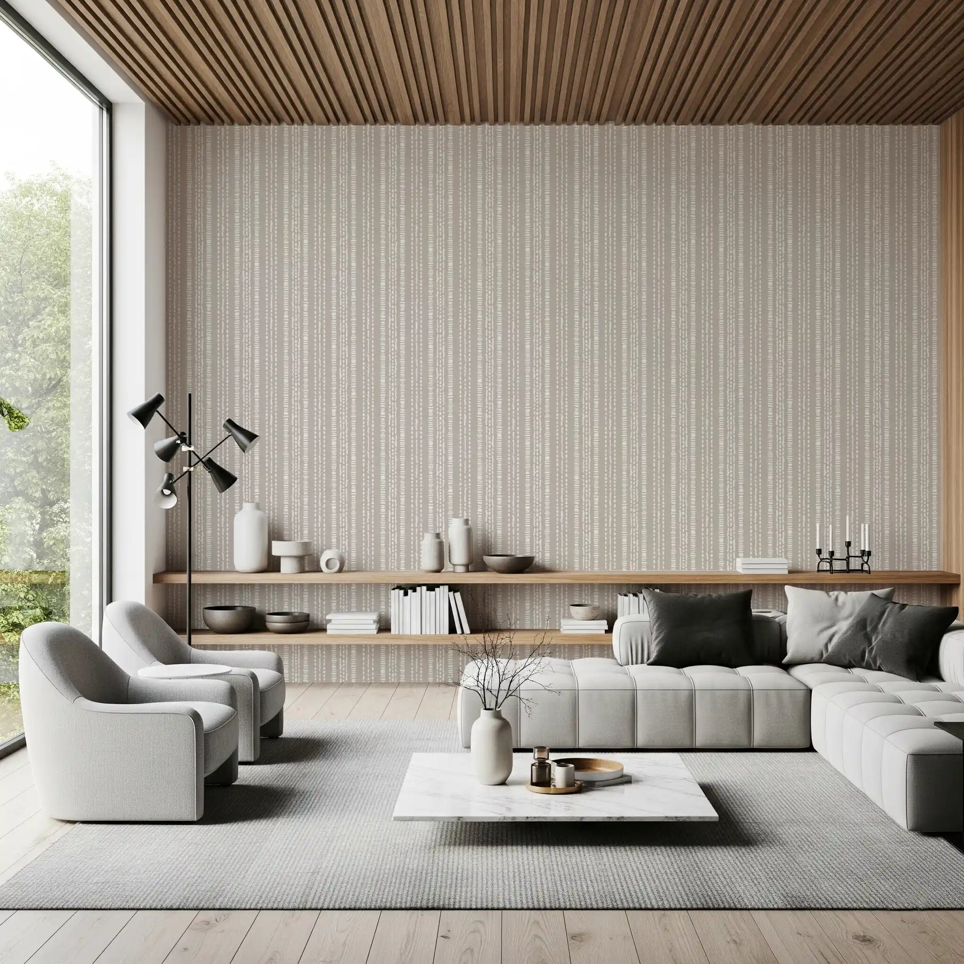Earthy Vertical Dash Motif Wallpaper⁠