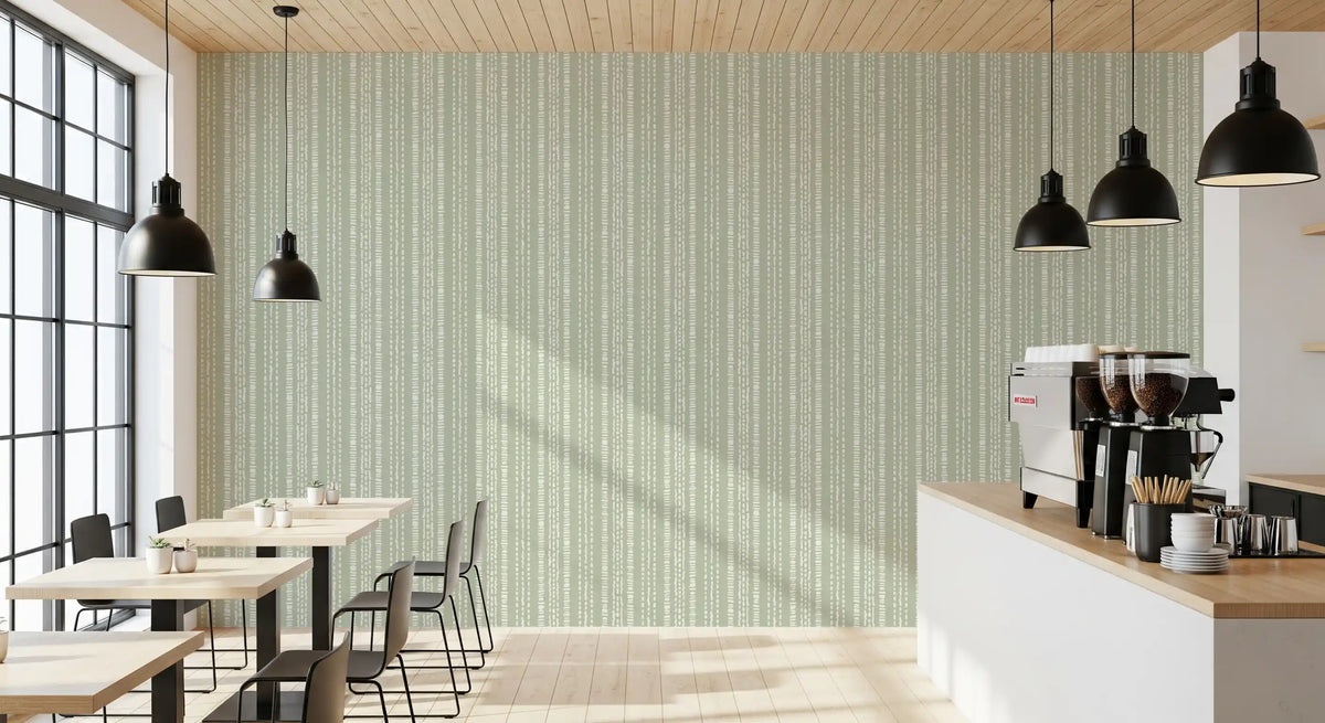 Organic dashed texture wallpaper in soft sage green and ivory GD11064