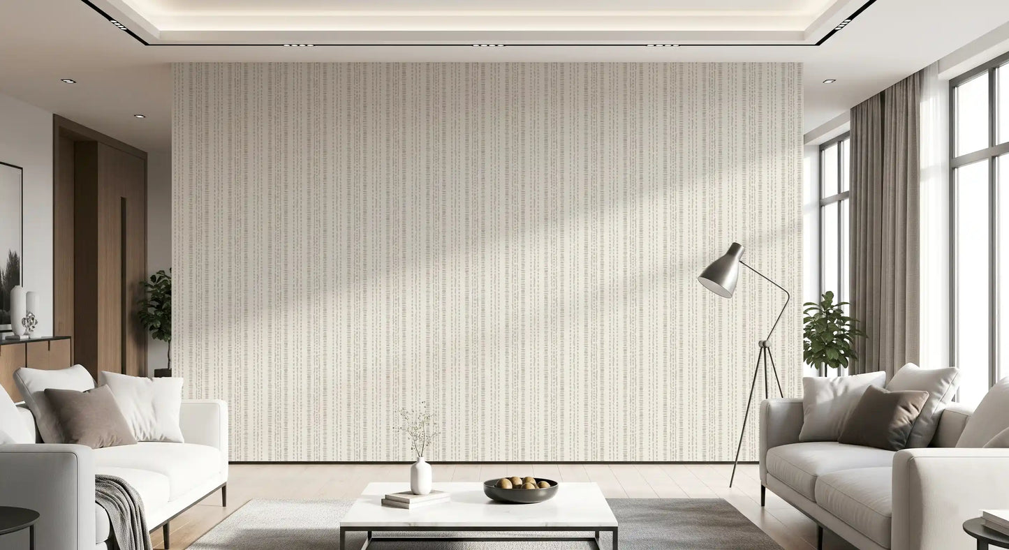 Stitched Neutral Stripe Pattern Wallpaper⁠