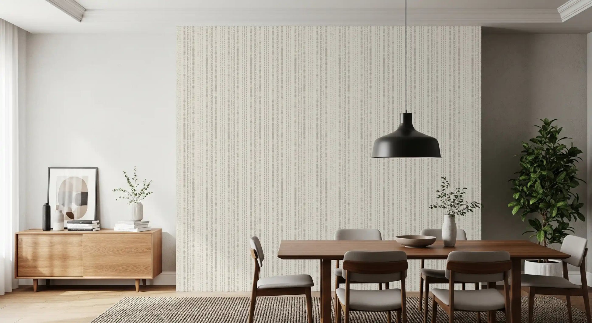 Stitched Neutral Stripe Pattern Wallpaper⁠