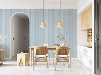 Cream and Indigo Linear Pattern Wallpaper⁠