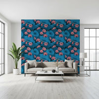 Zen Lotus Pond with Dragonflies in pink and blue Wallpaper⁠