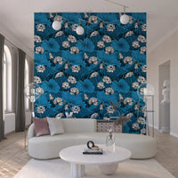 Zen Lotus Pond with Dragonflies in white and blue Wallpaper⁠