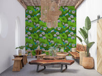 Zen Lotus Pond with Dragonflies in white and green Wallpaper⁠