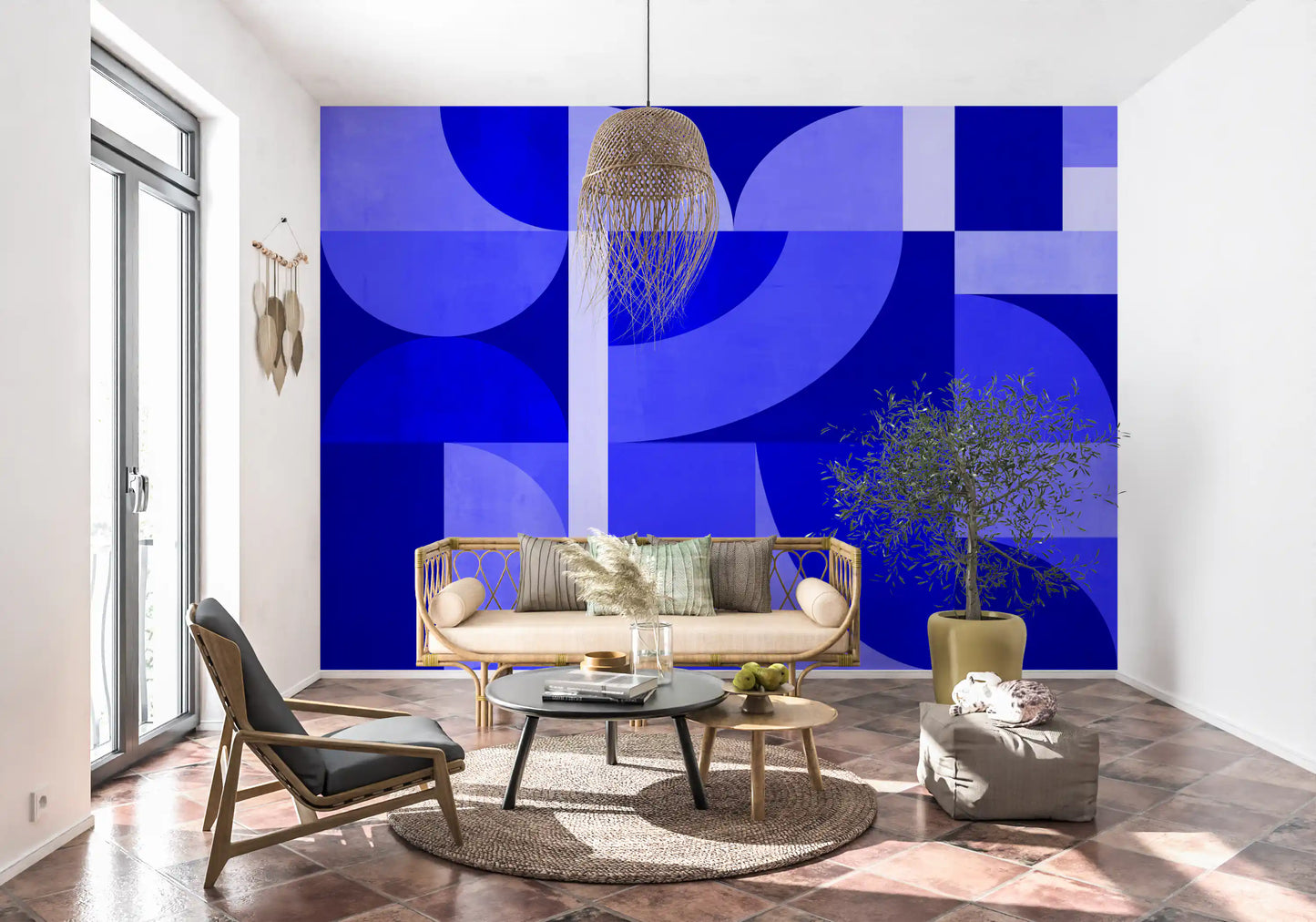 Mid-century blue Wall Mural