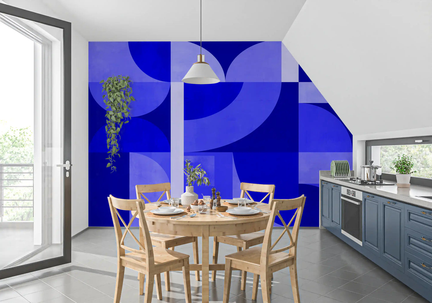 Mid-century blue Wall Mural