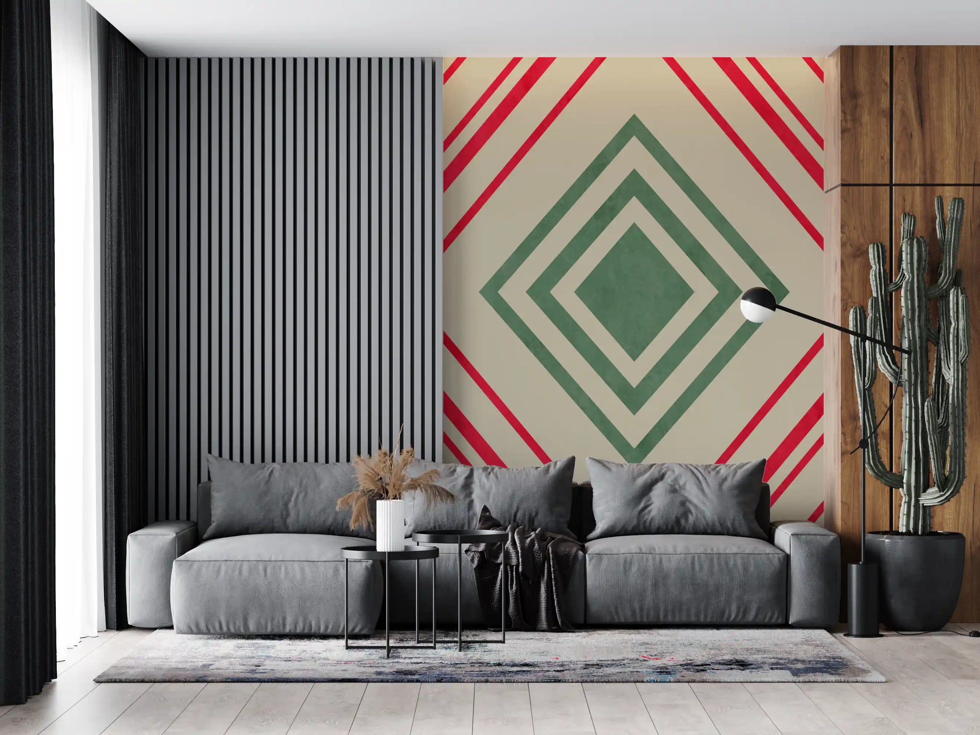 Linhas geométricas em forma de diamante Wall Mural