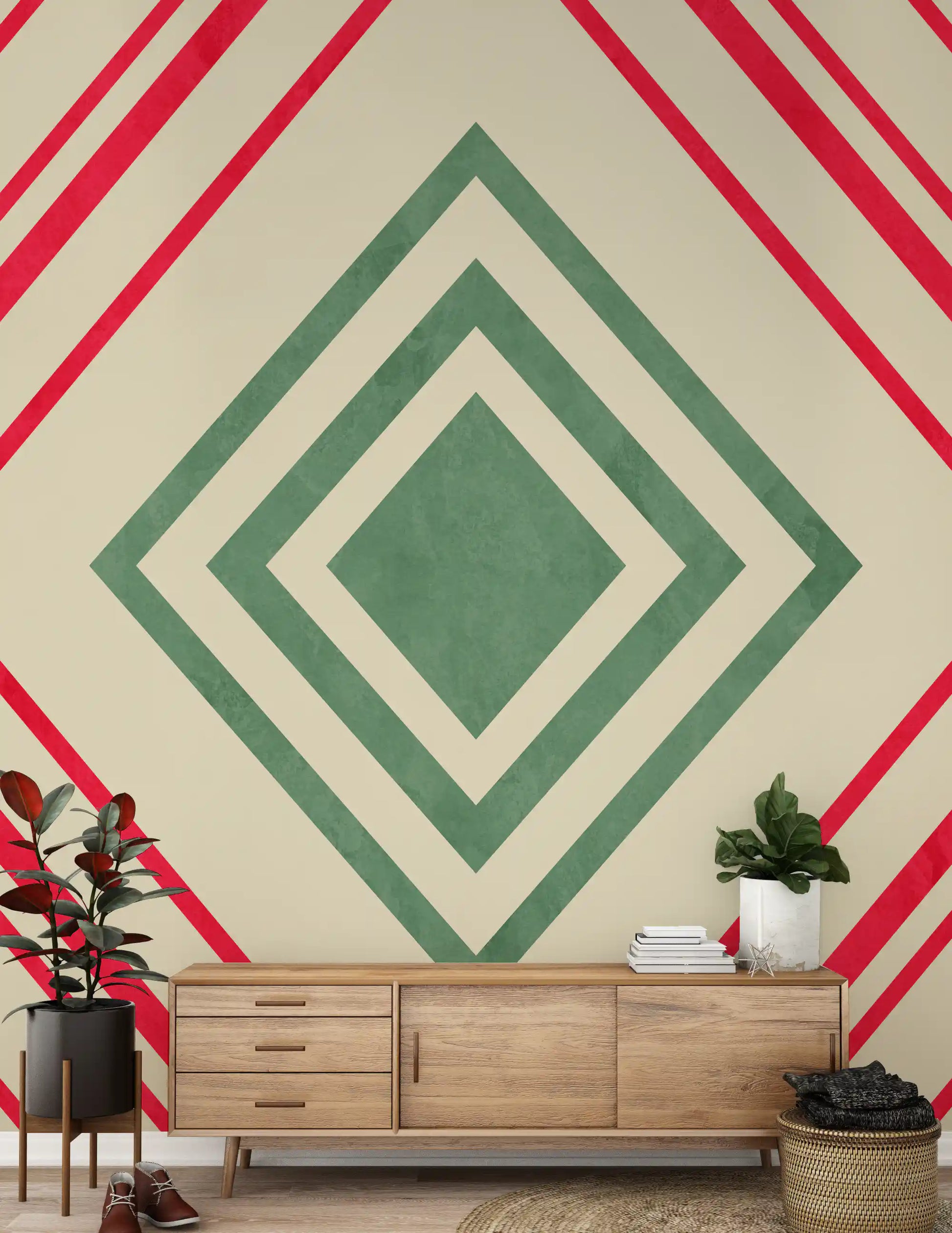 Linhas geométricas em forma de diamante Wall Mural