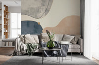 Arte geométrica minimalista com curvas suaves Wall Mural