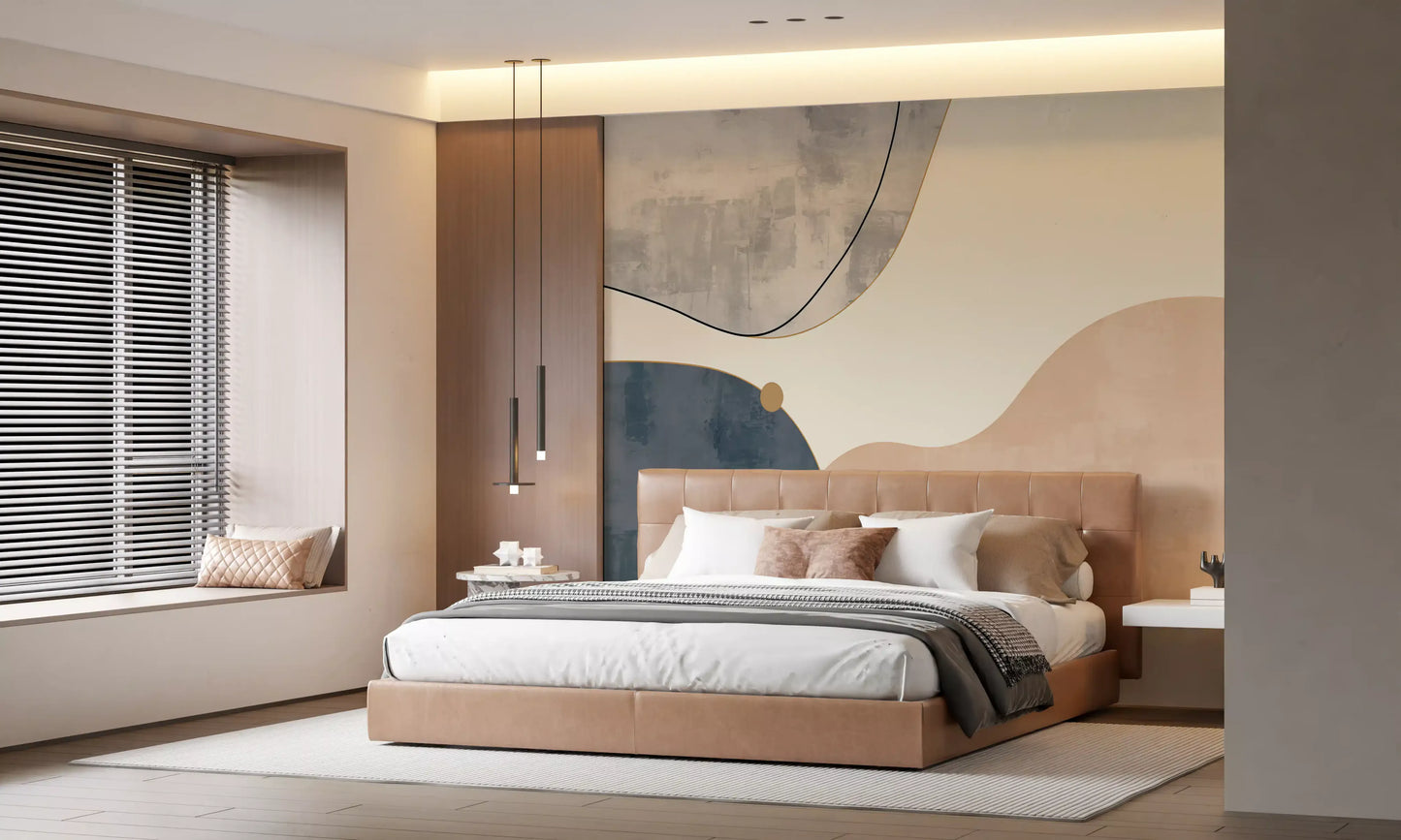 Arte geométrica minimalista com curvas suaves Wall Mural