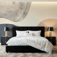 Arte geométrica minimalista com curvas suaves Wall Mural