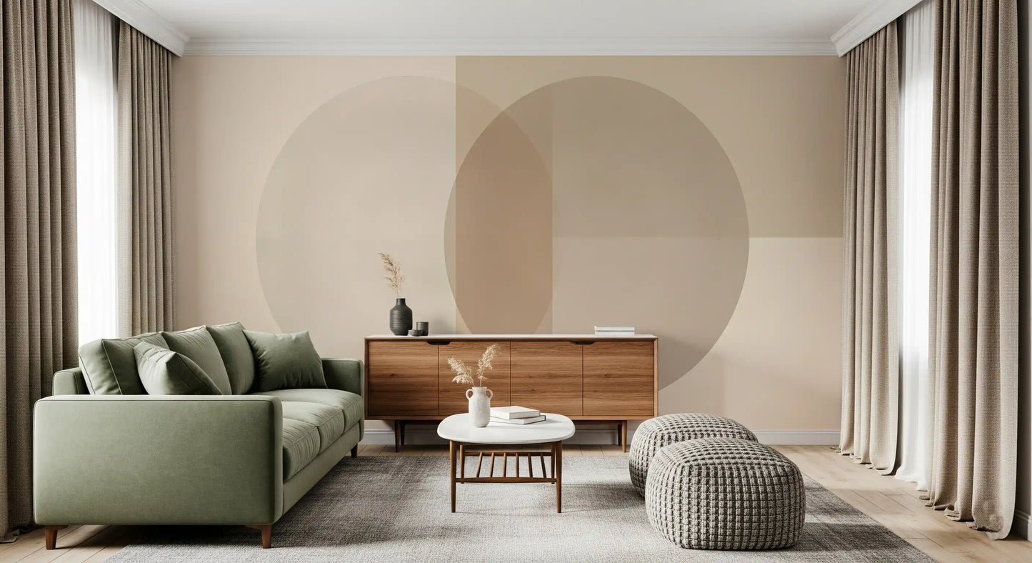 Círculos minimalistas em tons suaves de bege Wall Mural