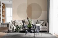 Círculos minimalistas em tons suaves de bege Wall Mural