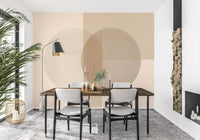 Círculos minimalistas em tons suaves de bege Wall Mural