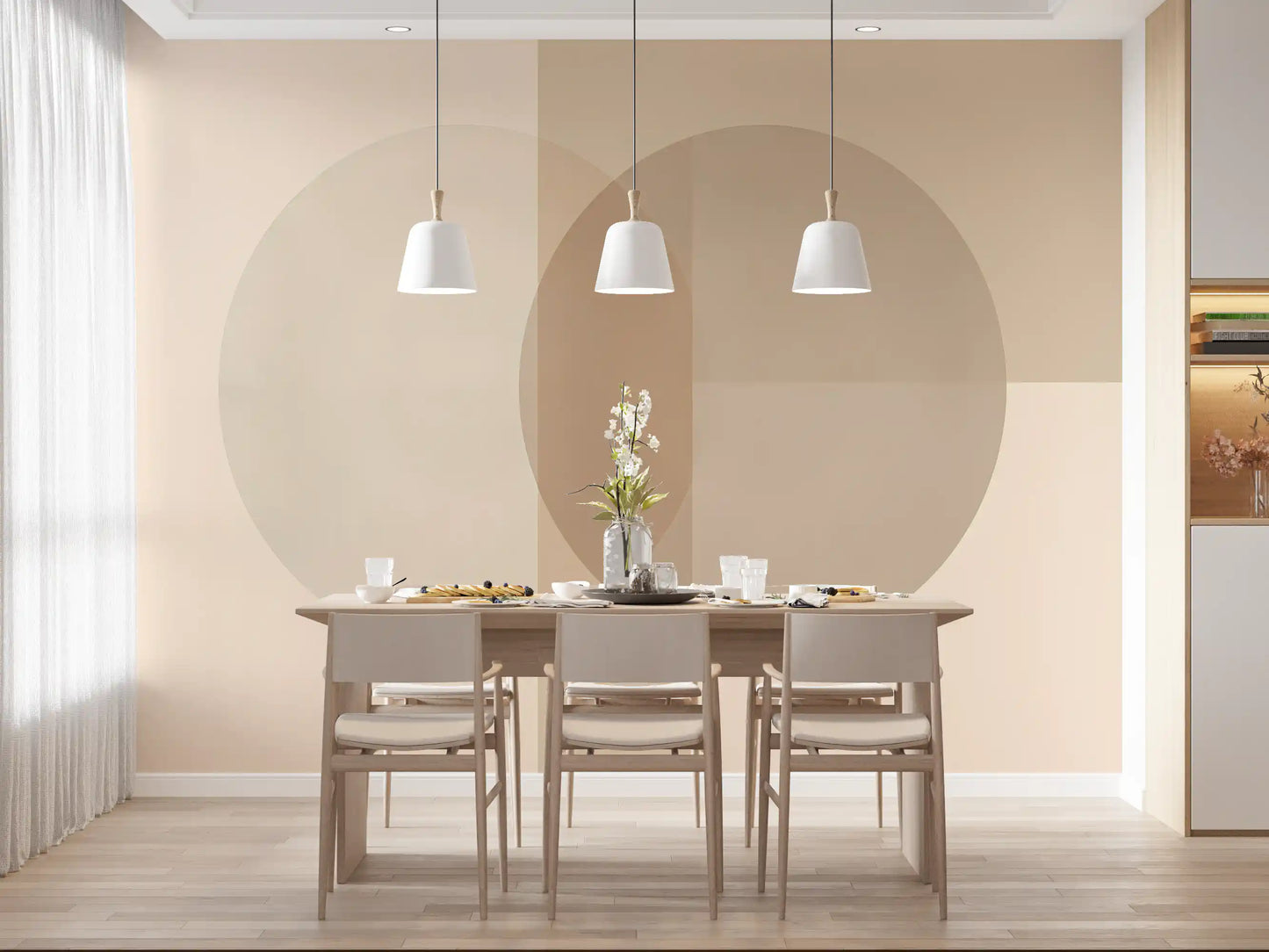 Círculos minimalistas em tons suaves de bege Wall Mural