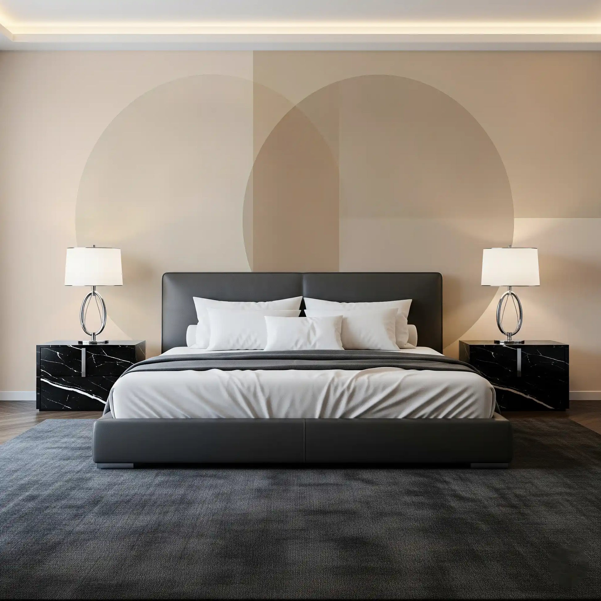 Círculos minimalistas em tons suaves de bege Wall Mural