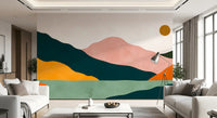 Abstract Peaks and Golden Sun Landscape Wall Mural