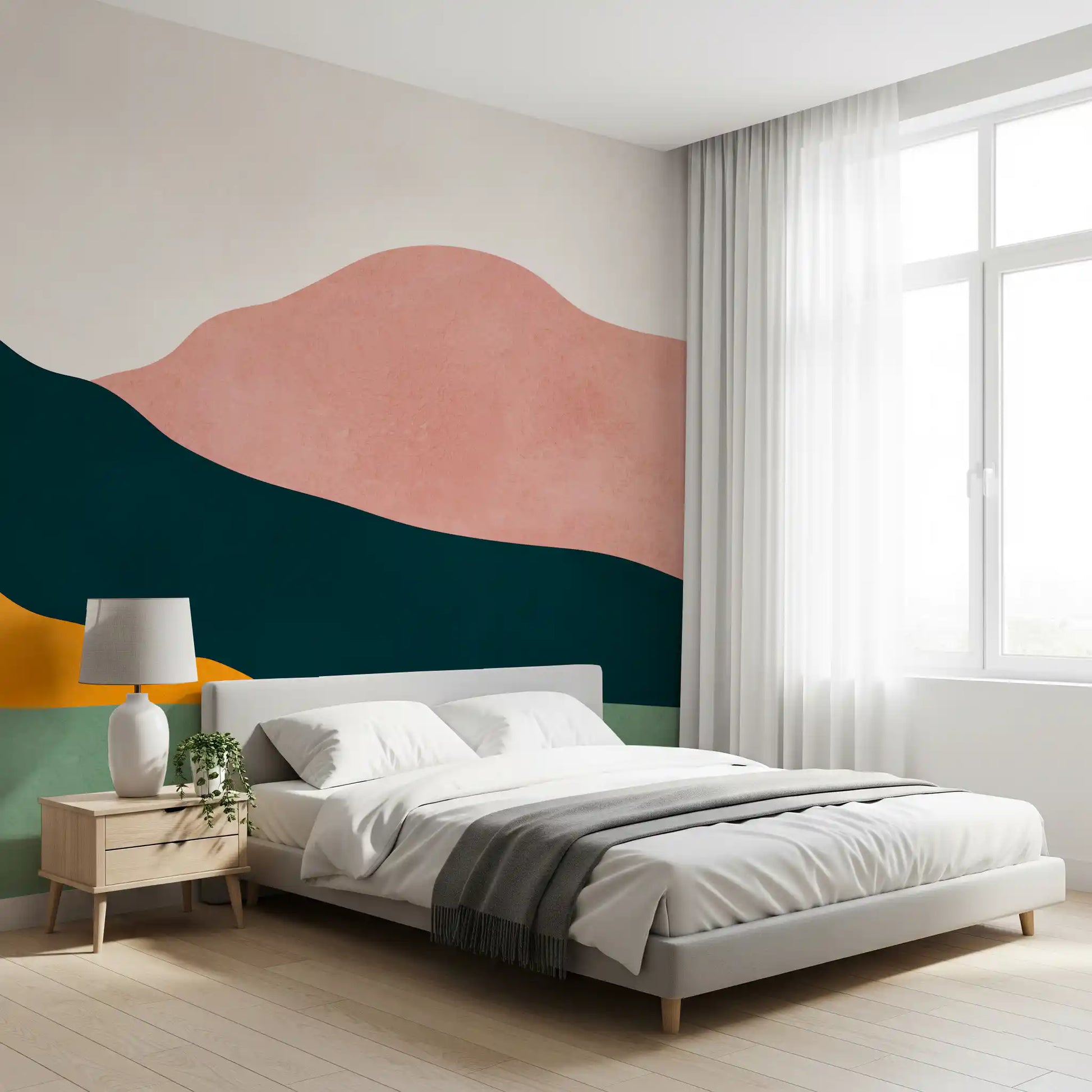 Abstract Peaks and Golden Sun Landscape Wall Mural