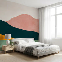 Abstract Peaks and Golden Sun Landscape Wall Mural