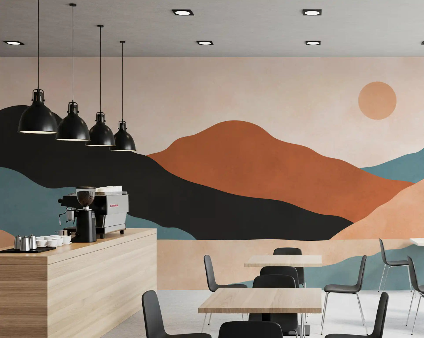 Minimalist Desert Mountain Vista Wall Mural
