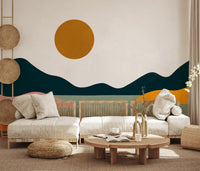 Abstract Geometric Sunset Horizon Wall Mural