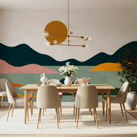Abstract Geometric Sunset Horizon Wall Mural
