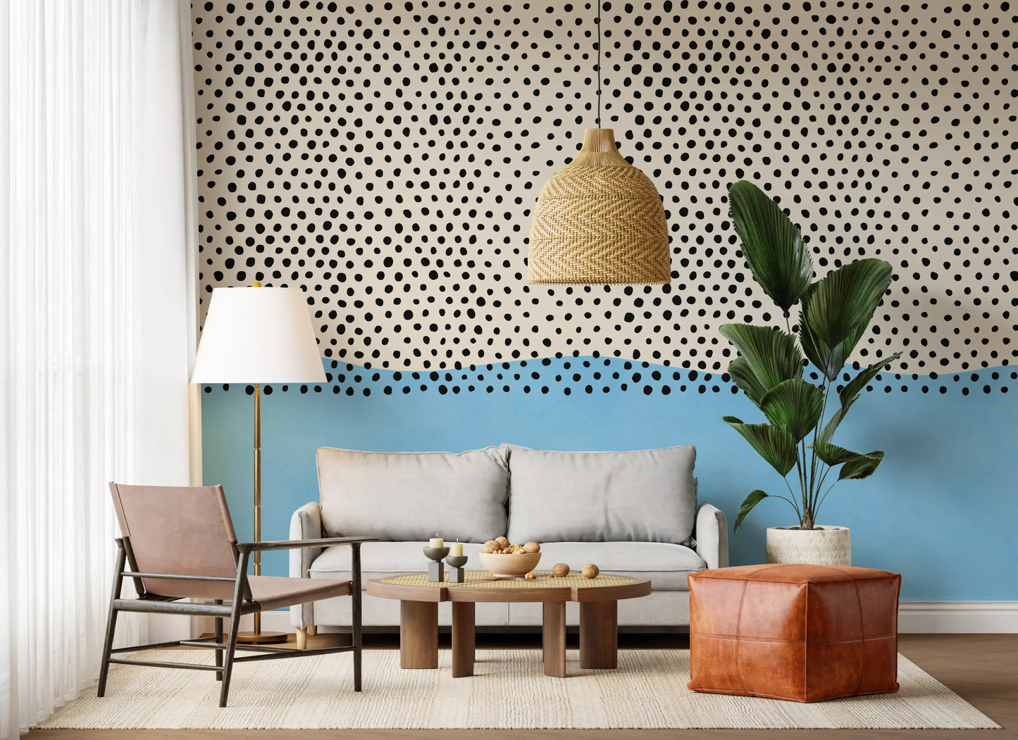 Dotted Horizon Coastal Accent Wall Mural