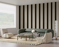 Listras verticais minimalistas em preto e bege Wall Mural