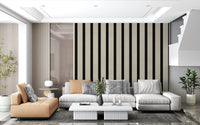 Listras verticais minimalistas em preto e bege Wall Mural
