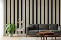 Listras verticais minimalistas em preto e bege Wall Mural