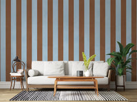 Sky Blue and Earthy Brown Stripes Wall Mural