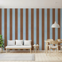 Sky Blue and Earthy Brown Stripes Wall Mural
