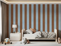 Sky Blue and Earthy Brown Stripes Wall Mural