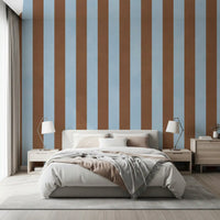 Sky Blue and Earthy Brown Stripes Wall Mural