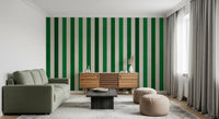 Emerald and Cream Vertical Stripes Wall Mural