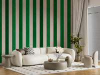 Emerald and Cream Vertical Stripes Wall Mural