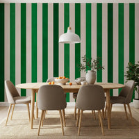 Emerald and Cream Vertical Stripes Wall Mural